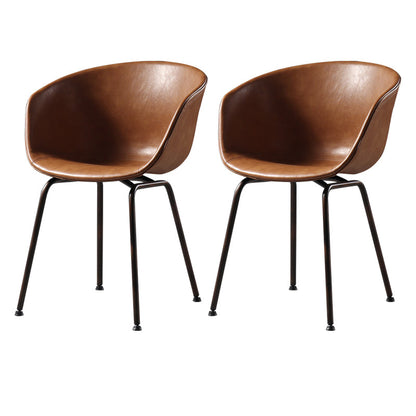 Industrial Style Metal Matte Finish Dining Arm Chair Solid Back Dining Chair Brown Set of 2 Clearhalo ' kitchen&dining_furn' 'Dining Chairs' 'Dining Tables & Seating' 'dining_chair' 'Furniture' 'furniture_dining_chair' 'Kitchen & Dining Furniture' 'kitchen' 3494128