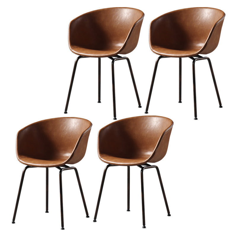 Industrial Style Metal Matte Finish Dining Arm Chair Solid Back Dining Chair Brown Set of 4 Clearhalo ' kitchen&dining_furn' 'Dining Chairs' 'Dining Tables & Seating' 'dining_chair' 'Furniture' 'furniture_dining_chair' 'Kitchen & Dining Furniture' 'kitchen' 3494130