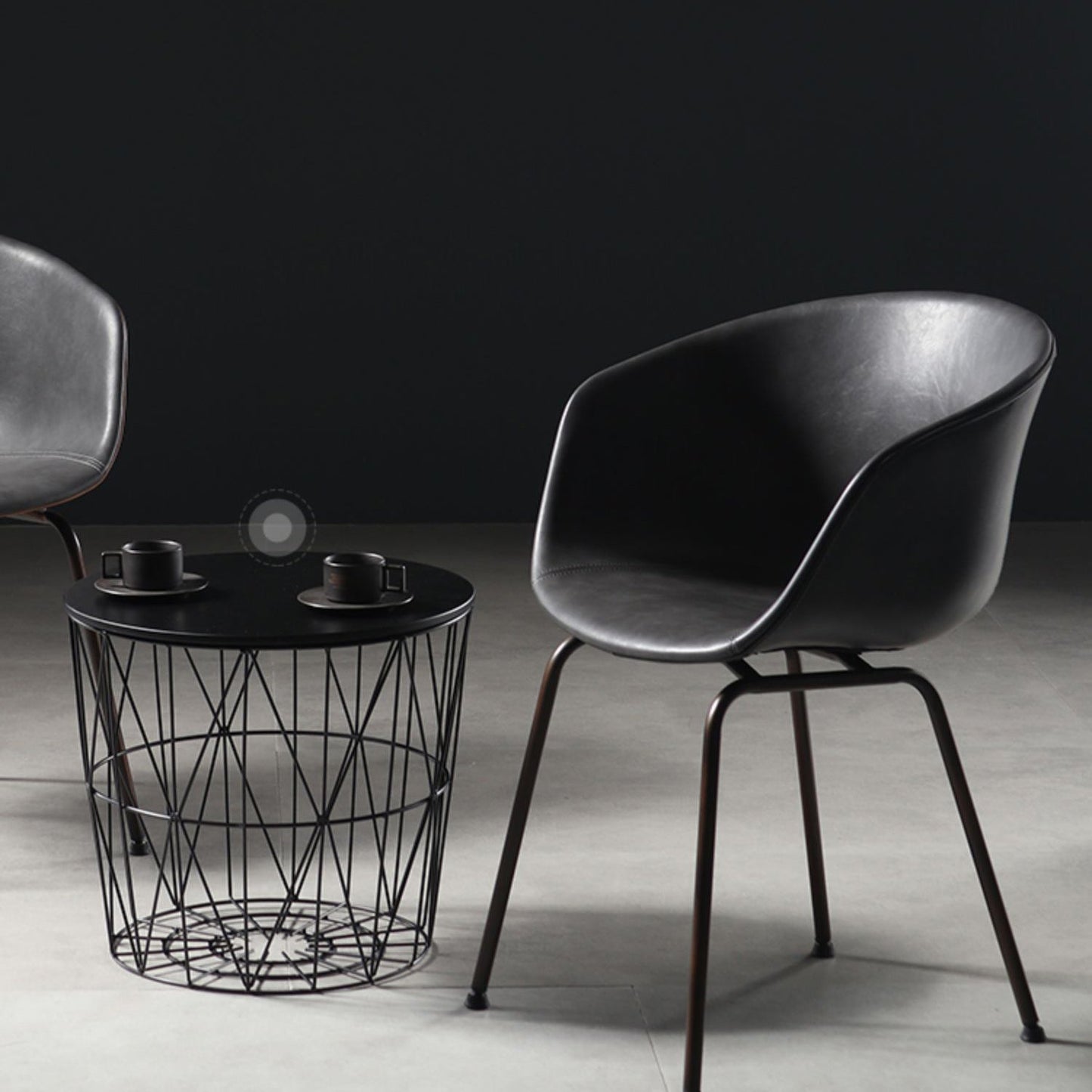 Industrial Style Metal Matte Finish Dining Arm Chair Solid Back Dining Chair Clearhalo ' kitchen&dining_furn' 'Dining Chairs' 'Dining Tables & Seating' 'dining_chair' 'Furniture' 'furniture_dining_chair' 'Kitchen & Dining Furniture' 'kitchen' 3494136