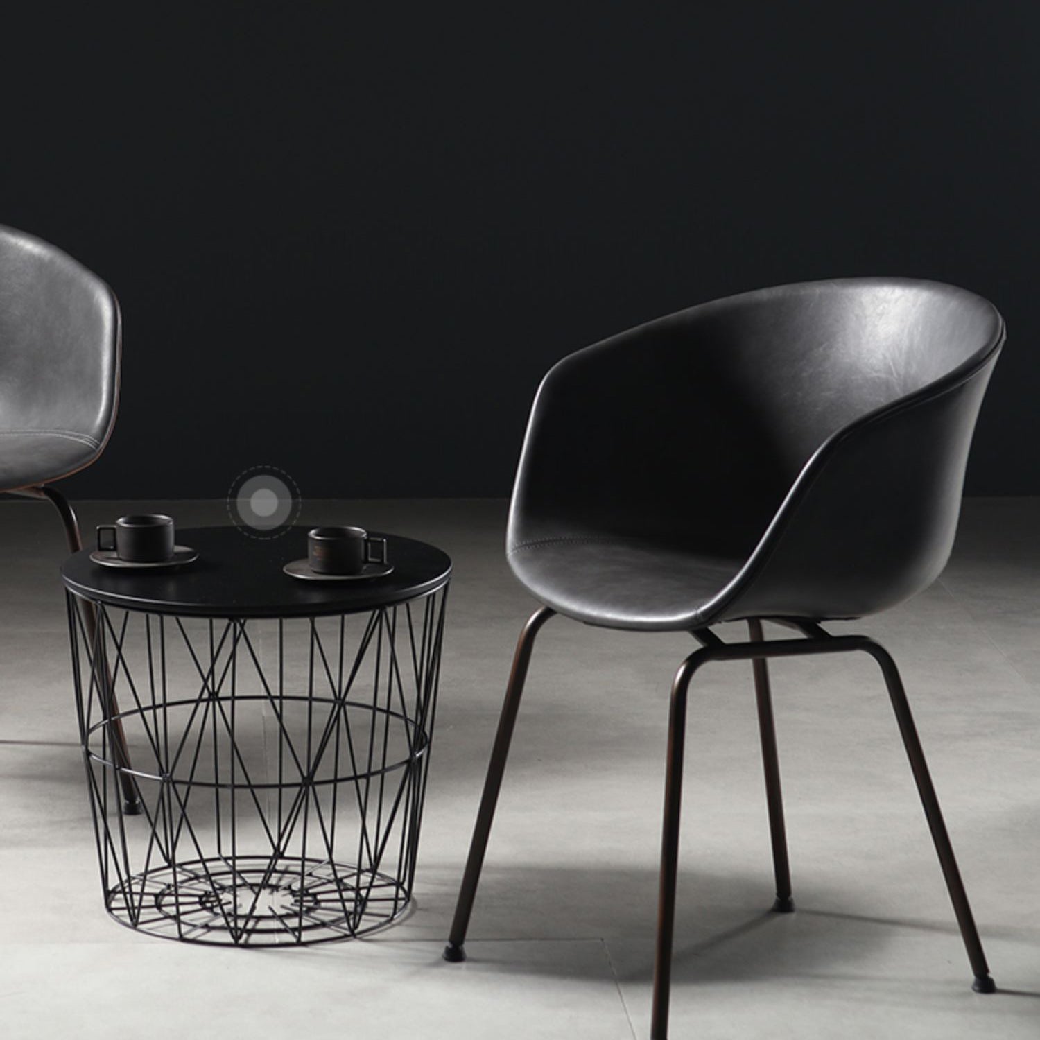 Industrial Style Metal Matte Finish Dining Arm Chair Solid Back Dining Chair Clearhalo ' kitchen&dining_furn' 'Dining Chairs' 'Dining Tables & Seating' 'dining_chair' 'Furniture' 'furniture_dining_chair' 'Kitchen & Dining Furniture' 'kitchen' 3494136