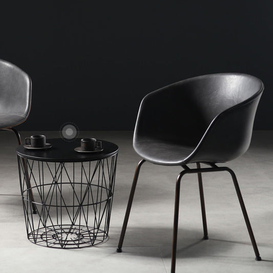 Industrial Style Metal Matte Finish Dining Arm Chair Solid Back Dining Chair Clearhalo ' kitchen&dining_furn' 'Dining Chairs' 'Dining Tables & Seating' 'dining_chair' 'Furniture' 'furniture_dining_chair' 'Kitchen & Dining Furniture' 'kitchen' 3494136