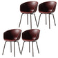 Industrial Style Metal Matte Finish Dining Arm Chair Solid Back Dining Chair Burgundy Set of 4 Clearhalo ' kitchen&dining_furn' 'Dining Chairs' 'Dining Tables & Seating' 'dining_chair' 'Furniture' 'furniture_dining_chair' 'Kitchen & Dining Furniture' 'kitchen' 3494140