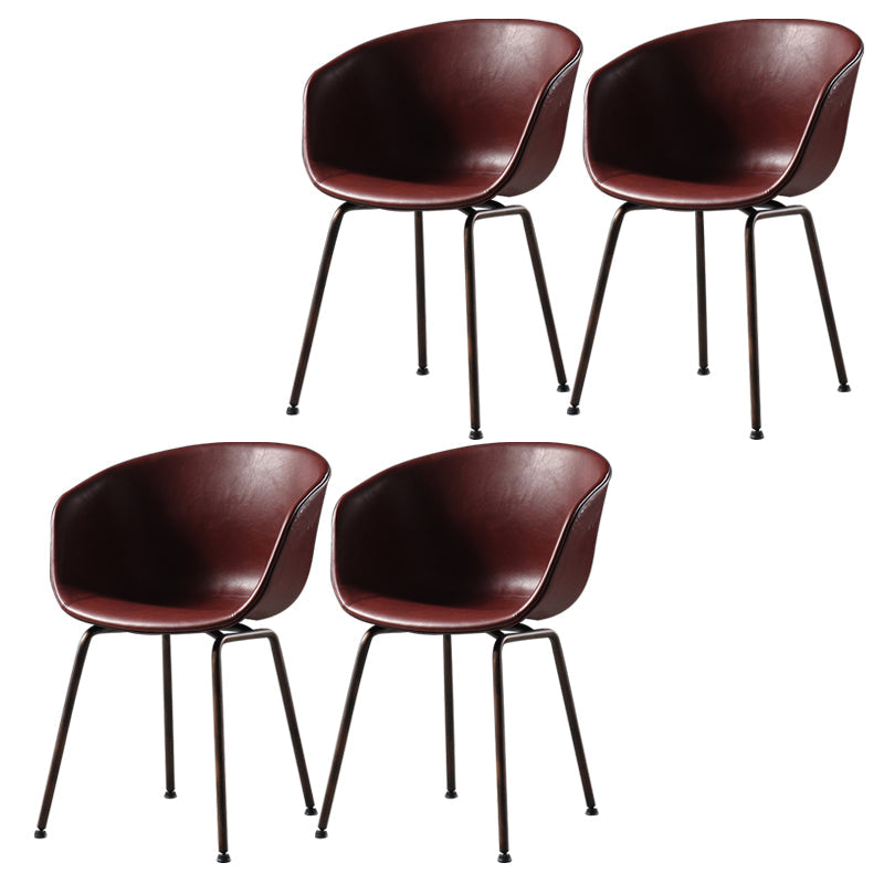 Industrial Style Metal Matte Finish Dining Arm Chair Solid Back Dining Chair Burgundy Set of 4 Clearhalo ' kitchen&dining_furn' 'Dining Chairs' 'Dining Tables & Seating' 'dining_chair' 'Furniture' 'furniture_dining_chair' 'Kitchen & Dining Furniture' 'kitchen' 3494140