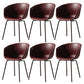 Industrial Style Metal Matte Finish Dining Arm Chair Solid Back Dining Chair Burgundy Set of 6 Clearhalo ' kitchen&dining_furn' 'Dining Chairs' 'Dining Tables & Seating' 'dining_chair' 'Furniture' 'furniture_dining_chair' 'Kitchen & Dining Furniture' 'kitchen' 3494141