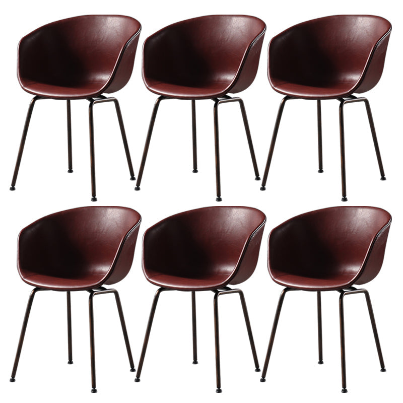 Industrial Style Metal Matte Finish Dining Arm Chair Solid Back Dining Chair Burgundy Set of 6 Clearhalo ' kitchen&dining_furn' 'Dining Chairs' 'Dining Tables & Seating' 'dining_chair' 'Furniture' 'furniture_dining_chair' 'Kitchen & Dining Furniture' 'kitchen' 3494141
