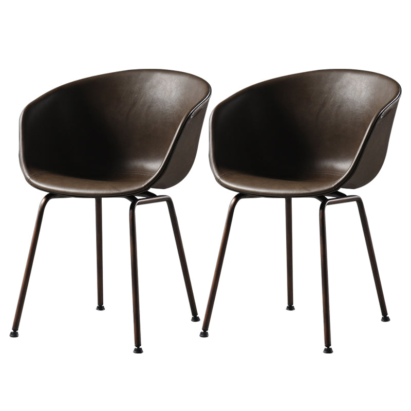 Industrial Style Metal Matte Finish Dining Arm Chair Solid Back Dining Chair Dark Khaki Set of 2 Clearhalo ' kitchen&dining_furn' 'Dining Chairs' 'Dining Tables & Seating' 'dining_chair' 'Furniture' 'furniture_dining_chair' 'Kitchen & Dining Furniture' 'kitchen' 3494142