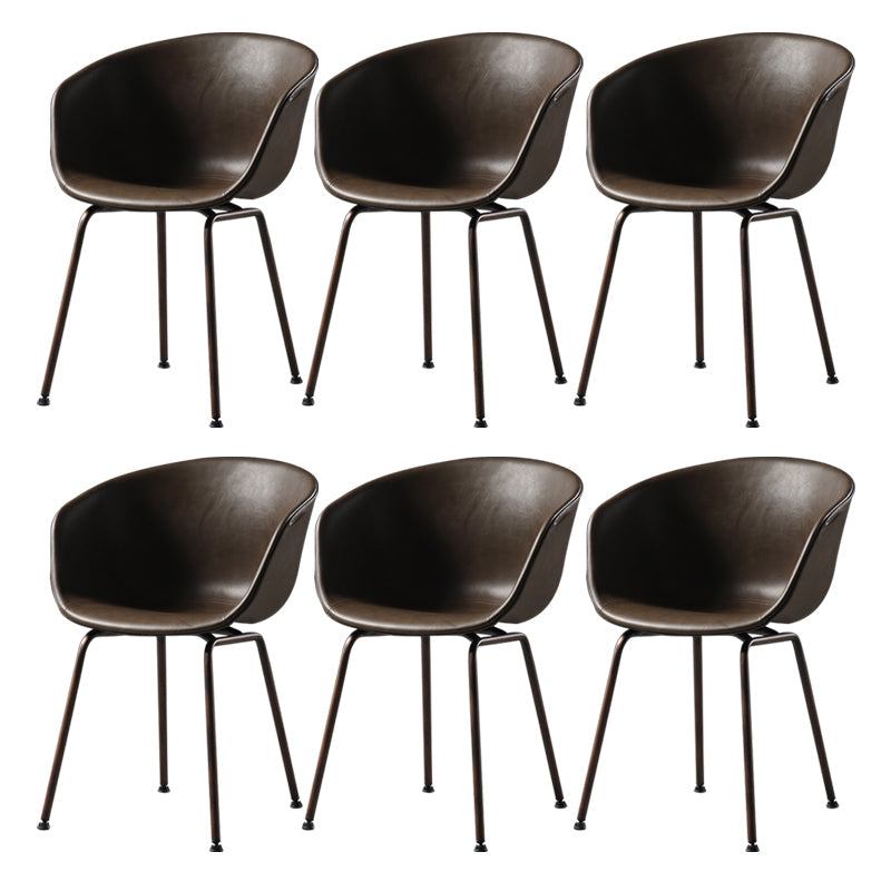 Industrial Style Metal Matte Finish Dining Arm Chair Solid Back Dining Chair Dark Khaki Set of 6 Clearhalo ' kitchen&dining_furn' 'Dining Chairs' 'Dining Tables & Seating' 'dining_chair' 'Furniture' 'furniture_dining_chair' 'Kitchen & Dining Furniture' 'kitchen' 3494144