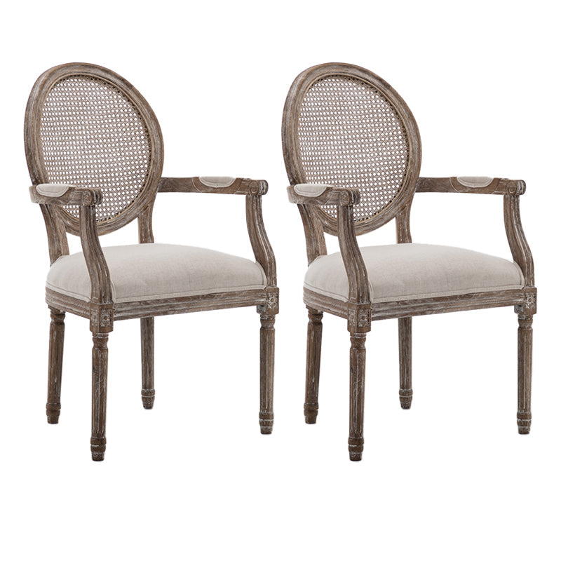 Wood Farmhouse Dining Arm Chair with Cushion Open Back Dining Side Chair for Home Off-White 2 Piece Set Clearhalo ' kitchen&dining_furn' 'Dining Chairs' 'Dining Tables & Seating' 'dining_chair' 'furn' 'furn_dining_chair' 'Furniture' 'furniture_dining_chair' 'Kitchen & Dining Furniture' 'kitchen' 3494151