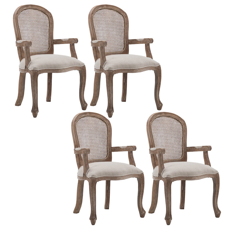 Wood Farmhouse Dining Arm Chair with Cushion Open Back Dining Side Chair for Home Textured White 4 Piece Set Clearhalo ' kitchen&dining_furn' 'Dining Chairs' 'Dining Tables & Seating' 'dining_chair' 'furn' 'furn_dining_chair' 'Furniture' 'furniture_dining_chair' 'Kitchen & Dining Furniture' 'kitchen' 3494160