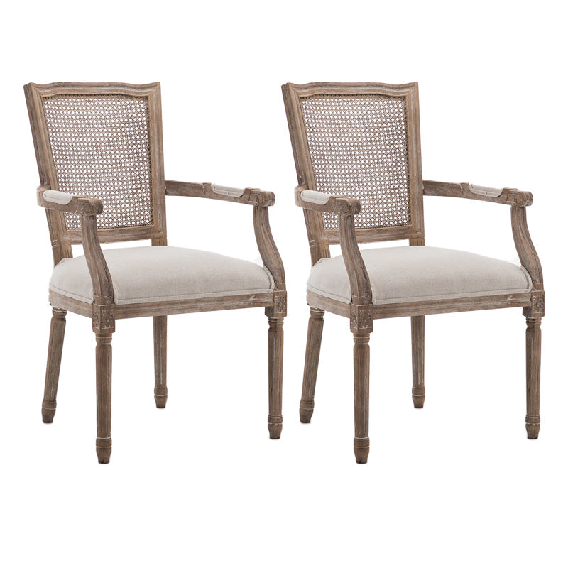 Wood Farmhouse Dining Arm Chair with Cushion Open Back Dining Side Chair for Home Distressed White 2 Piece Set Clearhalo ' kitchen&dining_furn' 'Dining Chairs' 'Dining Tables & Seating' 'dining_chair' 'furn' 'furn_dining_chair' 'Furniture' 'furniture_dining_chair' 'Kitchen & Dining Furniture' 'kitchen' 3494164