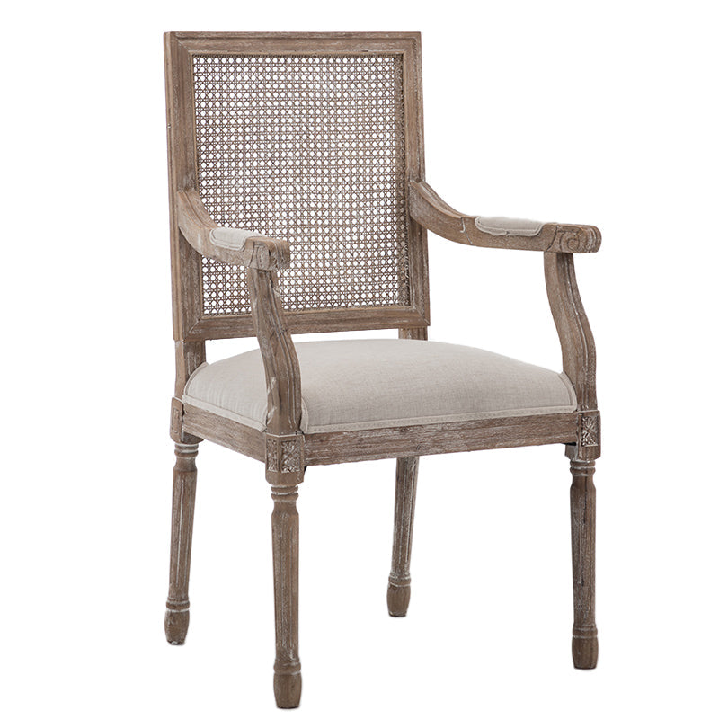 Wood Farmhouse Dining Arm Chair with Cushion Open Back Dining Side Chair for Home Gray-White 1 Piece Clearhalo ' kitchen&dining_furn' 'Dining Chairs' 'Dining Tables & Seating' 'dining_chair' 'furn' 'furn_dining_chair' 'Furniture' 'furniture_dining_chair' 'Kitchen & Dining Furniture' 'kitchen' 3494166