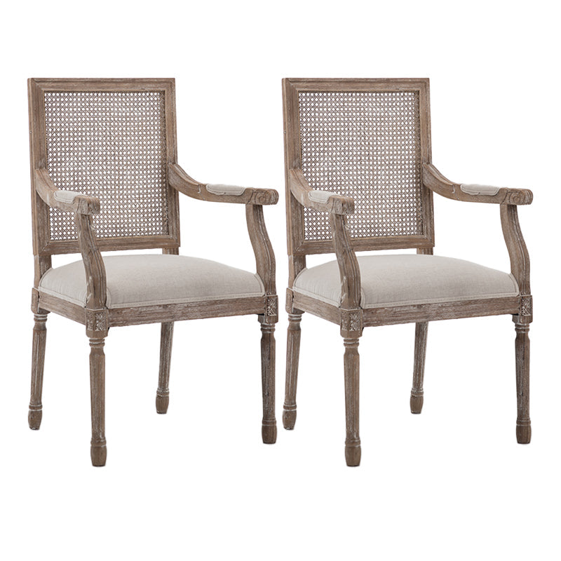 Wood Farmhouse Dining Arm Chair with Cushion Open Back Dining Side Chair for Home Gray-White 2 Piece Set Clearhalo ' kitchen&dining_furn' 'Dining Chairs' 'Dining Tables & Seating' 'dining_chair' 'furn' 'furn_dining_chair' 'Furniture' 'furniture_dining_chair' 'Kitchen & Dining Furniture' 'kitchen' 3494167