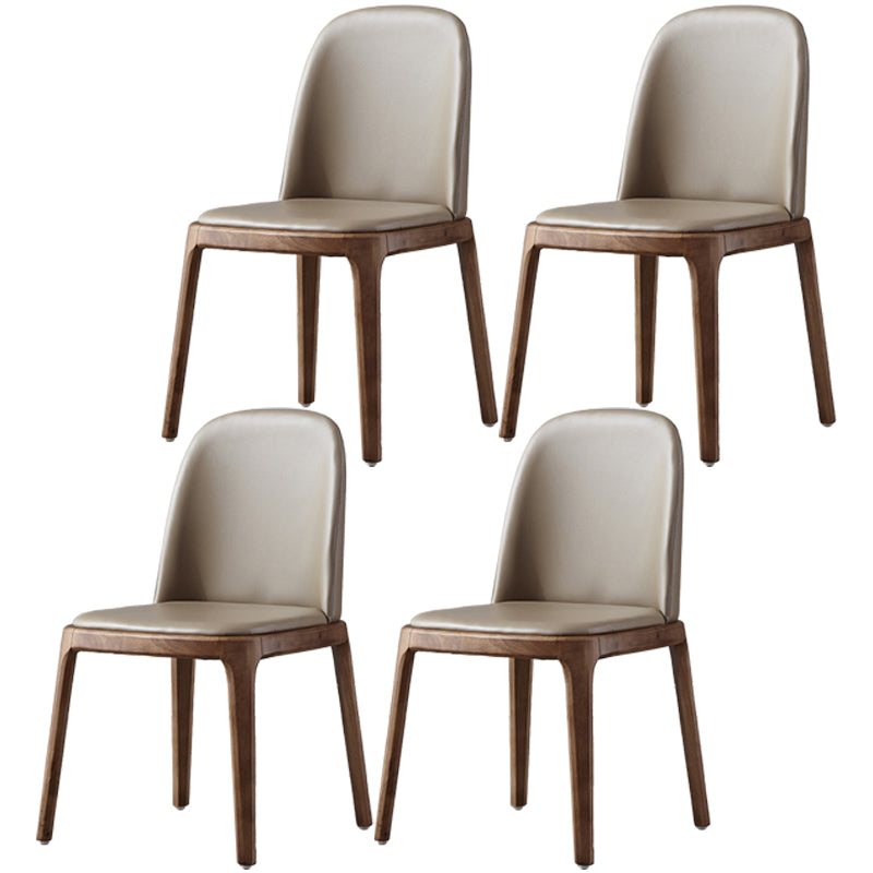 Glam Scandinavian Kitchen Dining Room Wood Chairs Solid Back Side Chair Set Khaki 4 Piece Set Walnut Clearhalo ' kitchen&dining_furn' 'Dining Chairs' 'Dining Tables & Seating' 'dining_chair' 'furn' 'furn_dining_chair' 'Furniture' 'furniture_dining_chair' 'Kitchen & Dining Furniture' 'kitchen' 3494172