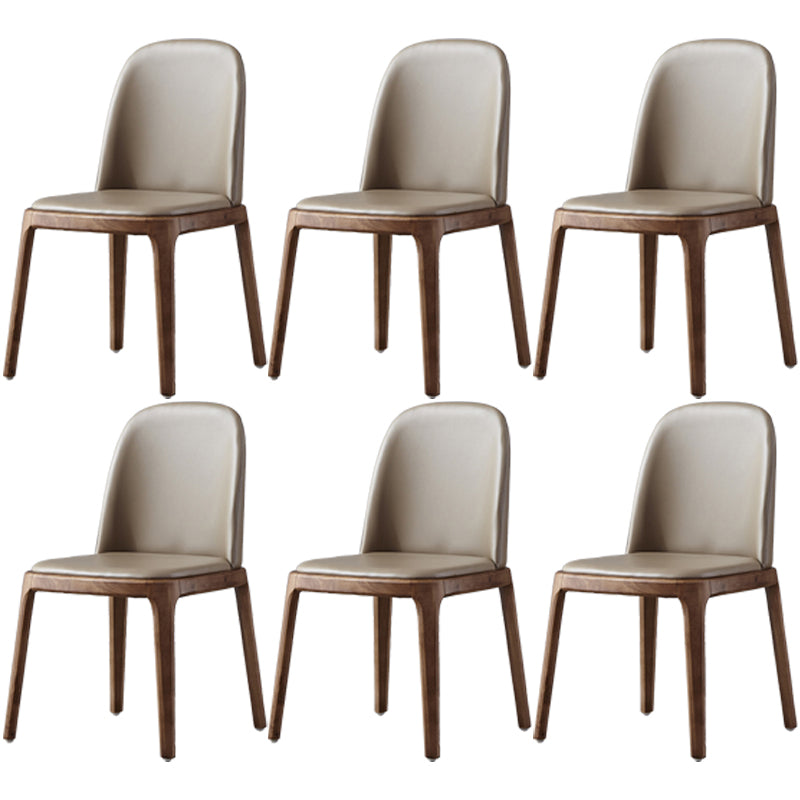 Glam Scandinavian Kitchen Dining Room Wood Chairs Solid Back Side Chair Set Khaki 6 Piece Set Walnut Clearhalo ' kitchen&dining_furn' 'Dining Chairs' 'Dining Tables & Seating' 'dining_chair' 'furn' 'furn_dining_chair' 'Furniture' 'furniture_dining_chair' 'Kitchen & Dining Furniture' 'kitchen' 3494174