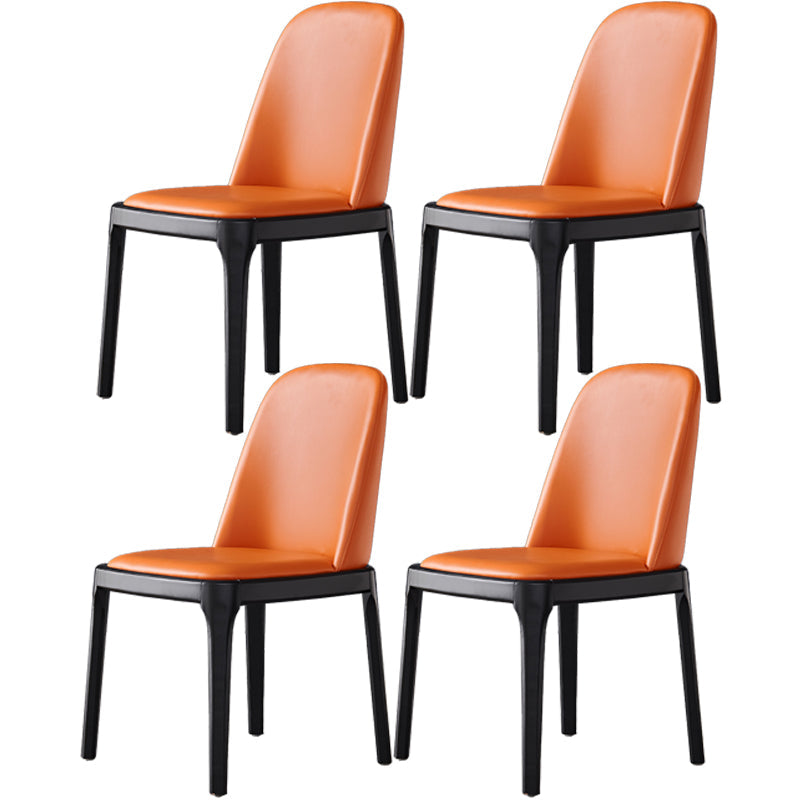 Glam Scandinavian Kitchen Dining Room Wood Chairs Solid Back Side Chair Set Orange 4 Piece Set Black Clearhalo ' kitchen&dining_furn' 'Dining Chairs' 'Dining Tables & Seating' 'dining_chair' 'furn' 'furn_dining_chair' 'Furniture' 'furniture_dining_chair' 'Kitchen & Dining Furniture' 'kitchen' 3494177
