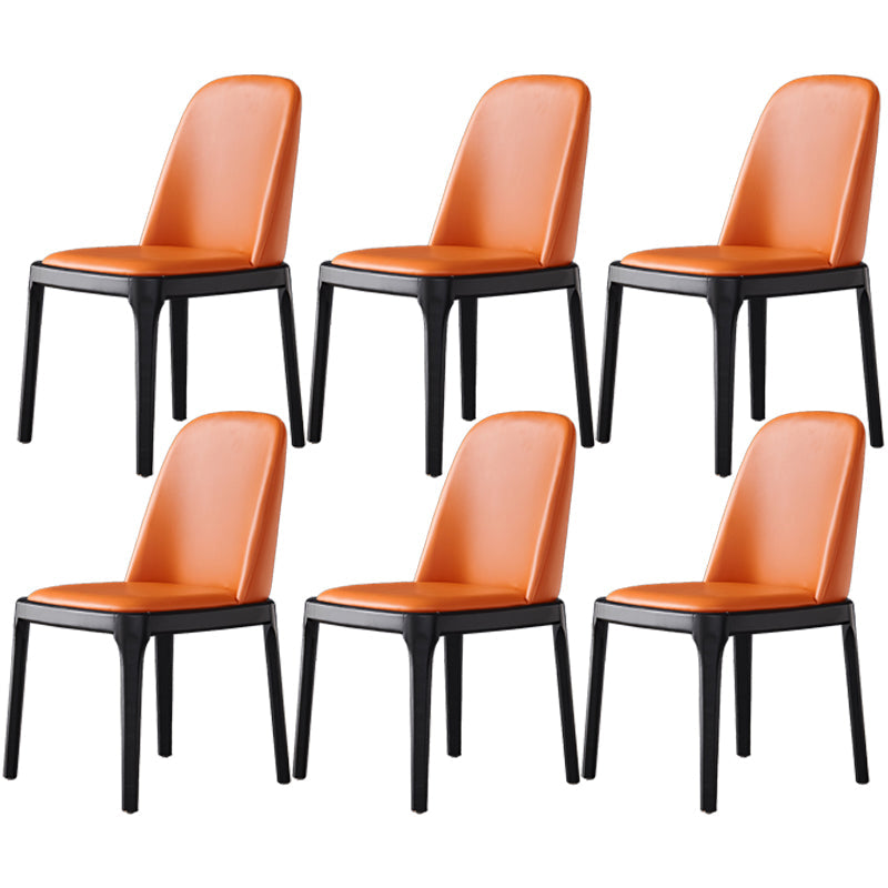 Glam Scandinavian Kitchen Dining Room Wood Chairs Solid Back Side Chair Set Orange 6 Piece Set Black Clearhalo ' kitchen&dining_furn' 'Dining Chairs' 'Dining Tables & Seating' 'dining_chair' 'furn' 'furn_dining_chair' 'Furniture' 'furniture_dining_chair' 'Kitchen & Dining Furniture' 'kitchen' 3494179