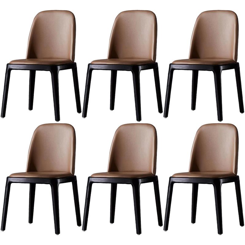 Glam Scandinavian Kitchen Dining Room Wood Chairs Solid Back Side Chair Set Coffee 6 Piece Set Black Clearhalo ' kitchen&dining_furn' 'Dining Chairs' 'Dining Tables & Seating' 'dining_chair' 'furn' 'furn_dining_chair' 'Furniture' 'furniture_dining_chair' 'Kitchen & Dining Furniture' 'kitchen' 3494185
