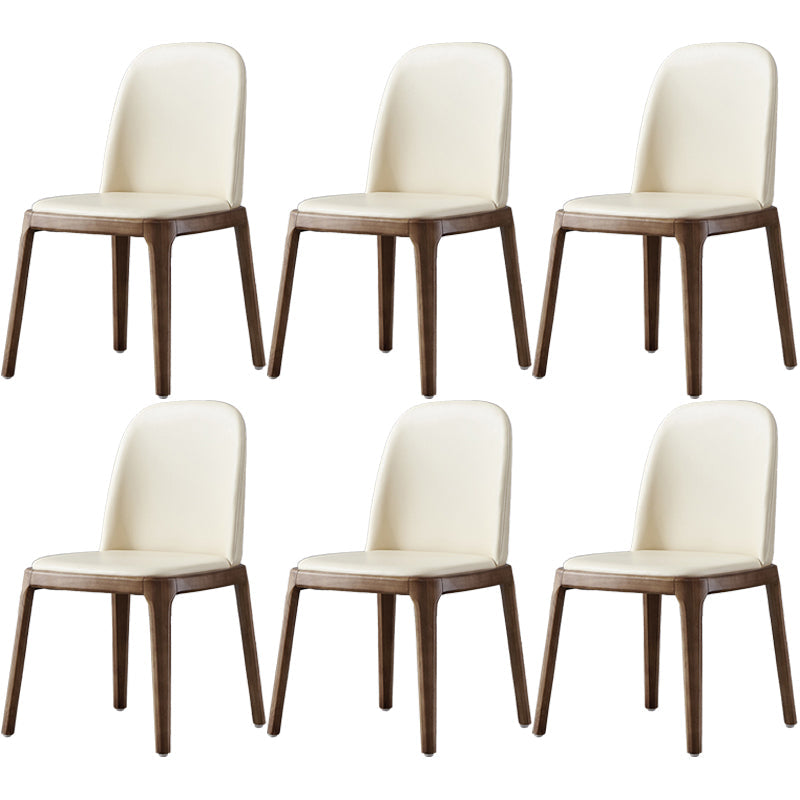 Glam Scandinavian Kitchen Dining Room Wood Chairs Solid Back Side Chair Set Off-White 6 Piece Set Walnut Clearhalo ' kitchen&dining_furn' 'Dining Chairs' 'Dining Tables & Seating' 'dining_chair' 'furn' 'furn_dining_chair' 'Furniture' 'furniture_dining_chair' 'Kitchen & Dining Furniture' 'kitchen' 3494192