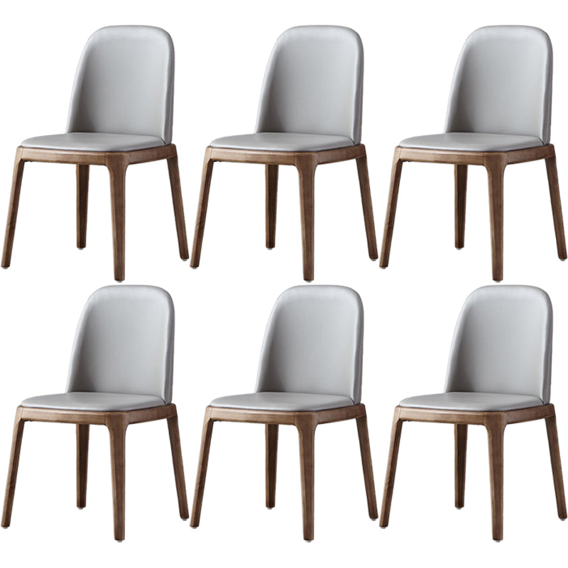 Glam Scandinavian Kitchen Dining Room Wood Chairs Solid Back Side Chair Set Grey 6 Piece Set Walnut Clearhalo ' kitchen&dining_furn' 'Dining Chairs' 'Dining Tables & Seating' 'dining_chair' 'furn' 'furn_dining_chair' 'Furniture' 'furniture_dining_chair' 'Kitchen & Dining Furniture' 'kitchen' 3494195