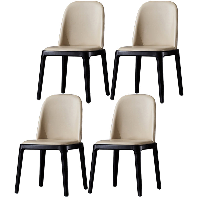 Glam Scandinavian Kitchen Dining Room Wood Chairs Solid Back Side Chair Set Off-White 4 Piece Set Black Clearhalo ' kitchen&dining_furn' 'Dining Chairs' 'Dining Tables & Seating' 'dining_chair' 'furn' 'furn_dining_chair' 'Furniture' 'furniture_dining_chair' 'Kitchen & Dining Furniture' 'kitchen' 3494197