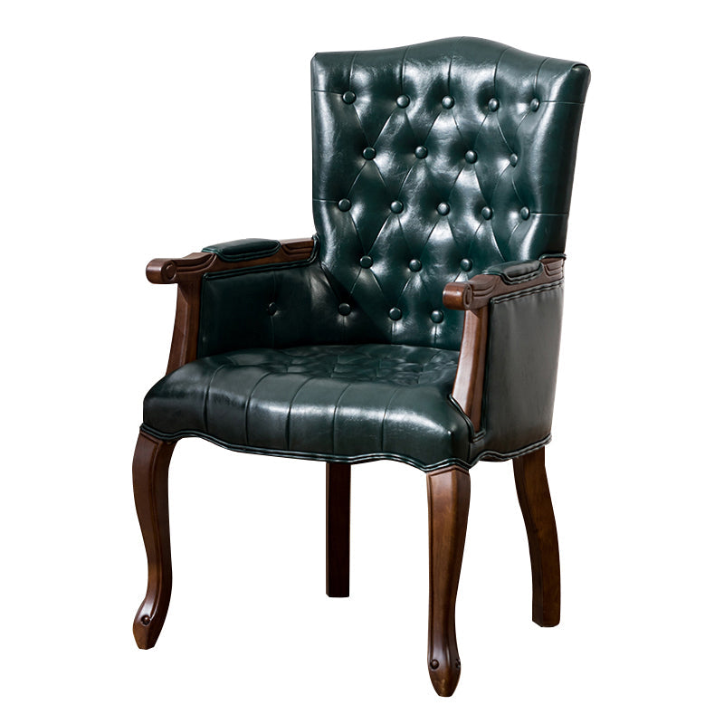 Wood French Country Dining Arm Chair with Color Cushion Parsons Chair for Home Blackish Green 1 Piece Clearhalo ' kitchen&dining_furn' 'Dining Chairs' 'Dining Tables & Seating' 'dining_chair' 'furn' 'furn_dining_chair' 'Furniture' 'furniture_dining_chair' 'Kitchen & Dining Furniture' 'kitchen' 3494203