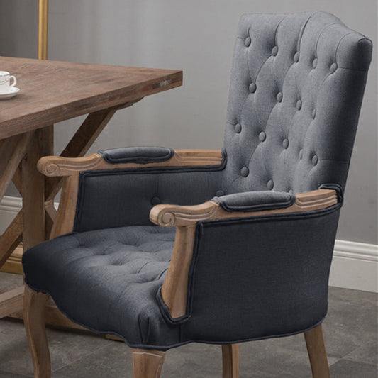 Wood French Country Dining Arm Chair with Color Cushion Parsons Chair for Home Clearhalo ' kitchen&dining_furn' 'Dining Chairs' 'Dining Tables & Seating' 'dining_chair' 'furn' 'furn_dining_chair' 'Furniture' 'furniture_dining_chair' 'Kitchen & Dining Furniture' 'kitchen' 3494204