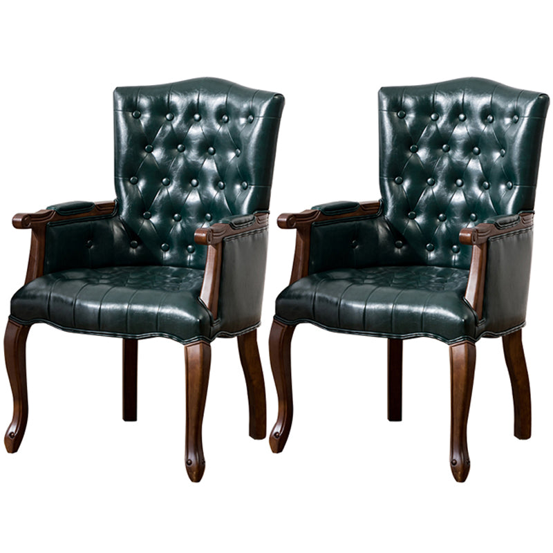 Wood French Country Dining Arm Chair with Color Cushion Parsons Chair for Home Blackish Green 2 Piece Set Clearhalo ' kitchen&dining_furn' 'Dining Chairs' 'Dining Tables & Seating' 'dining_chair' 'furn' 'furn_dining_chair' 'Furniture' 'furniture_dining_chair' 'Kitchen & Dining Furniture' 'kitchen' 3494205