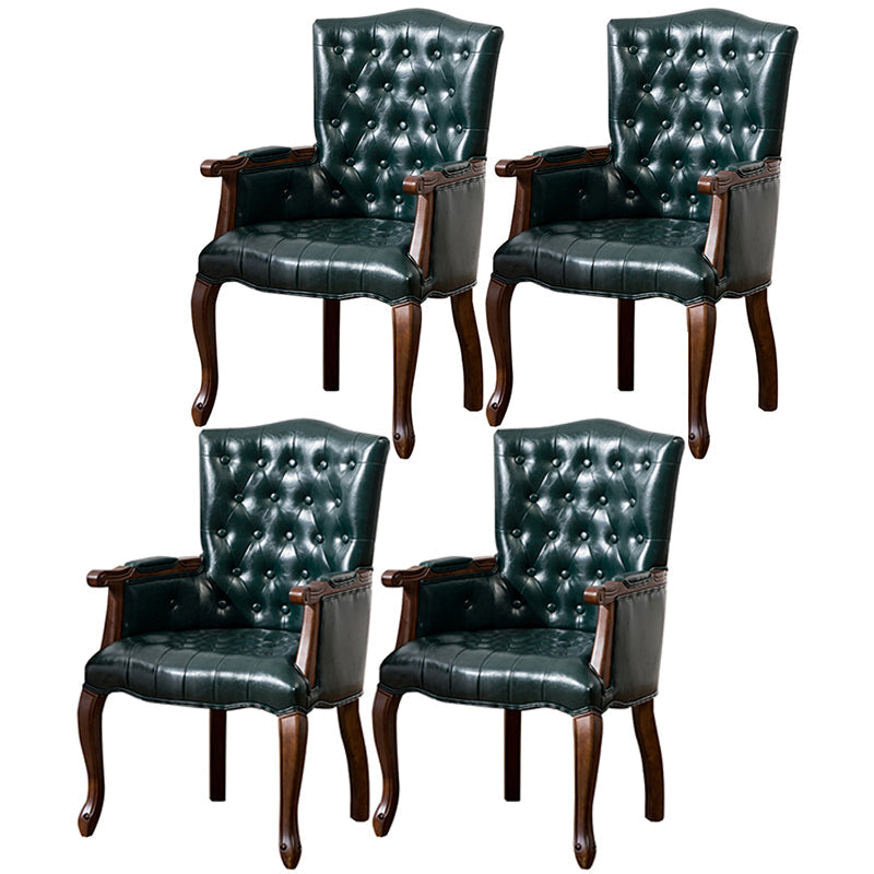 Wood French Country Dining Arm Chair with Color Cushion Parsons Chair for Home Blackish Green 4 Piece Set Clearhalo ' kitchen&dining_furn' 'Dining Chairs' 'Dining Tables & Seating' 'dining_chair' 'furn' 'furn_dining_chair' 'Furniture' 'furniture_dining_chair' 'Kitchen & Dining Furniture' 'kitchen' 3494207