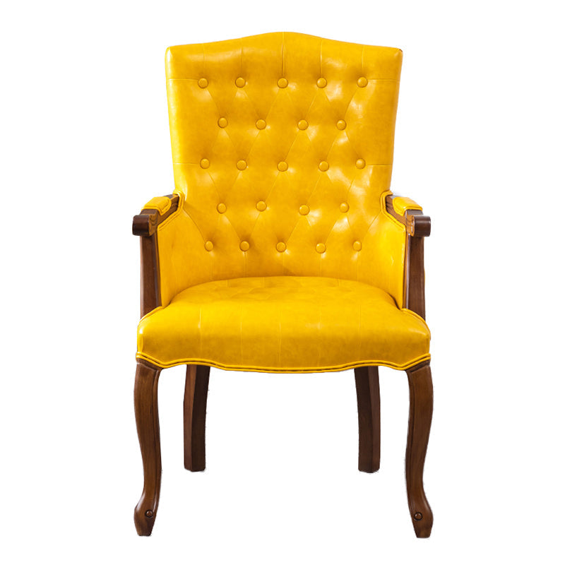 Wood French Country Dining Arm Chair with Color Cushion Parsons Chair for Home Yellow 1 Piece Clearhalo ' kitchen&dining_furn' 'Dining Chairs' 'Dining Tables & Seating' 'dining_chair' 'furn' 'furn_dining_chair' 'Furniture' 'furniture_dining_chair' 'Kitchen & Dining Furniture' 'kitchen' 3494231