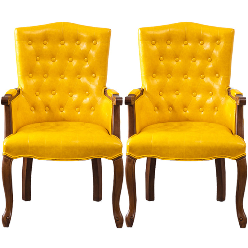 Wood French Country Dining Arm Chair with Color Cushion Parsons Chair for Home Yellow 2 Piece Set Clearhalo ' kitchen&dining_furn' 'Dining Chairs' 'Dining Tables & Seating' 'dining_chair' 'furn' 'furn_dining_chair' 'Furniture' 'furniture_dining_chair' 'Kitchen & Dining Furniture' 'kitchen' 3494232