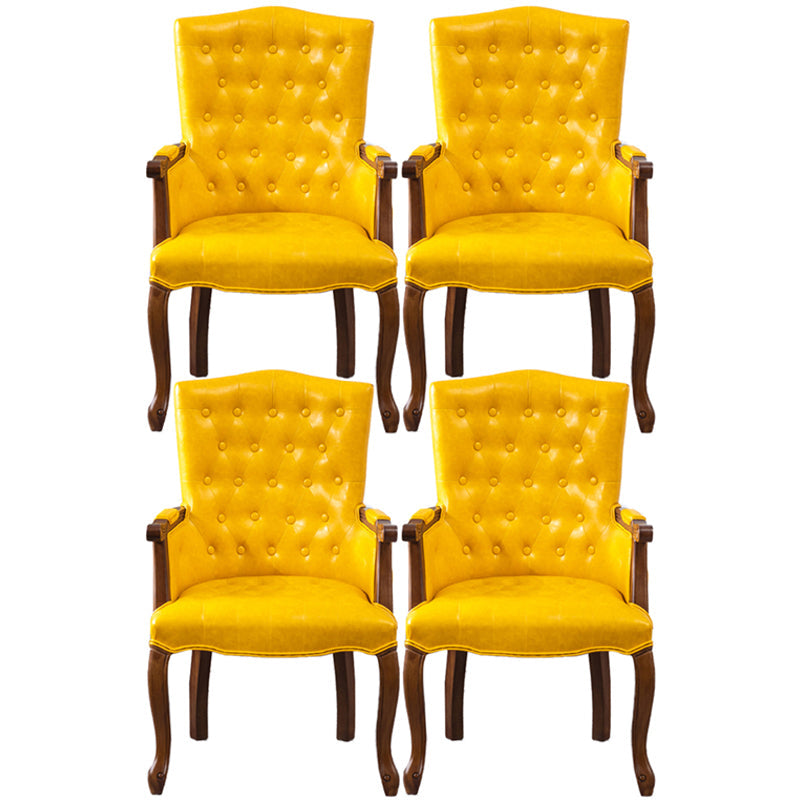 Wood French Country Dining Arm Chair with Color Cushion Parsons Chair for Home Yellow 4 Piece Set Clearhalo ' kitchen&dining_furn' 'Dining Chairs' 'Dining Tables & Seating' 'dining_chair' 'furn' 'furn_dining_chair' 'Furniture' 'furniture_dining_chair' 'Kitchen & Dining Furniture' 'kitchen' 3494233