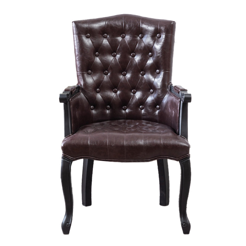 Wood French Country Dining Arm Chair with Color Cushion Parsons Chair for Home Dark Brown 1 Piece Clearhalo ' kitchen&dining_furn' 'Dining Chairs' 'Dining Tables & Seating' 'dining_chair' 'furn' 'furn_dining_chair' 'Furniture' 'furniture_dining_chair' 'Kitchen & Dining Furniture' 'kitchen' 3494237