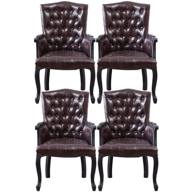 Wood French Country Dining Arm Chair with Color Cushion Parsons Chair for Home Dark Brown 4 Piece Set Clearhalo ' kitchen&dining_furn' 'Dining Chairs' 'Dining Tables & Seating' 'dining_chair' 'furn' 'furn_dining_chair' 'Furniture' 'furniture_dining_chair' 'Kitchen & Dining Furniture' 'kitchen' 3494239