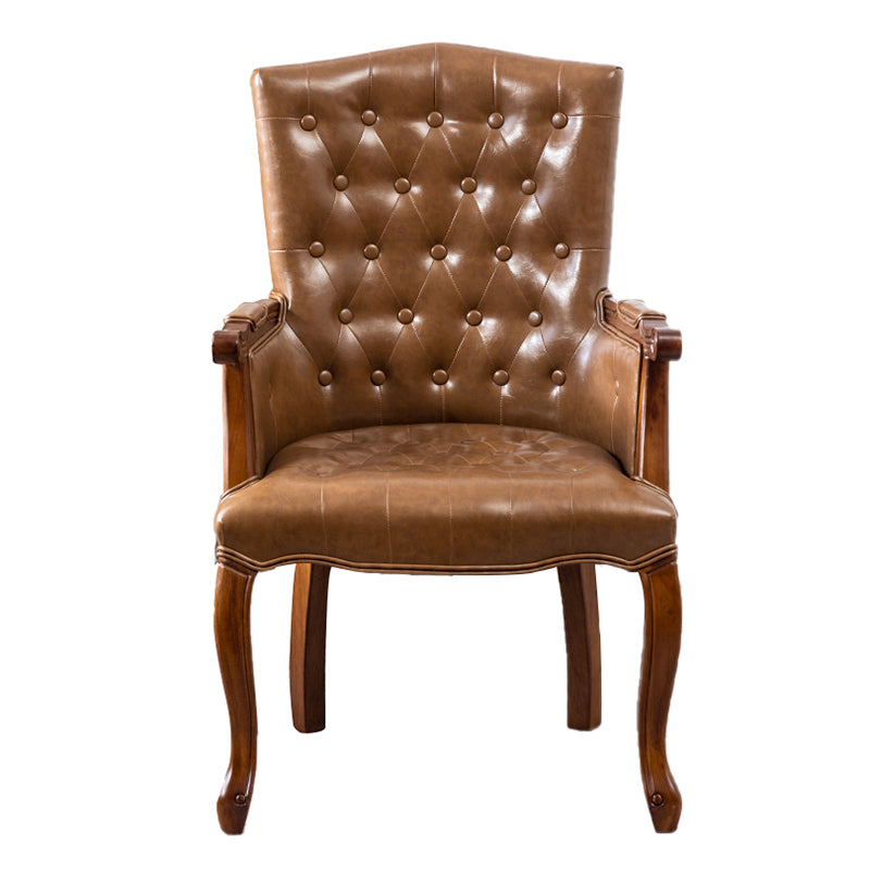 Wood French Country Dining Arm Chair with Color Cushion Parsons Chair for Home Khaki 1 Piece Clearhalo ' kitchen&dining_furn' 'Dining Chairs' 'Dining Tables & Seating' 'dining_chair' 'furn' 'furn_dining_chair' 'Furniture' 'furniture_dining_chair' 'Kitchen & Dining Furniture' 'kitchen' 3494240