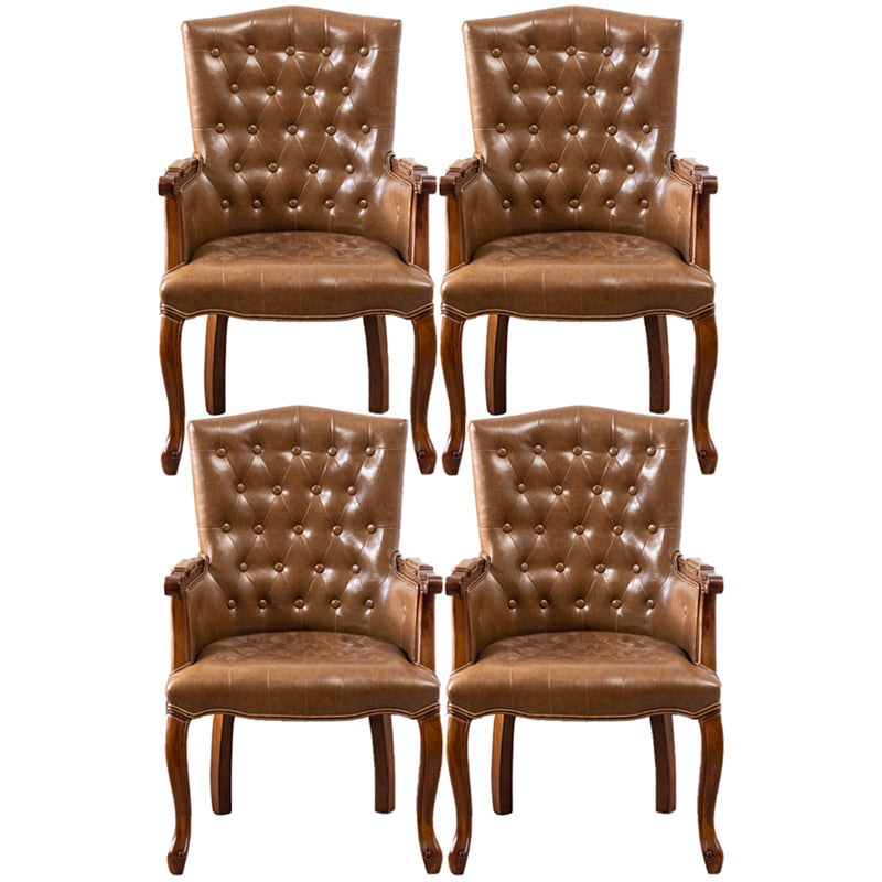 Wood French Country Dining Arm Chair with Color Cushion Parsons Chair for Home Khaki 4 Piece Set Clearhalo ' kitchen&dining_furn' 'Dining Chairs' 'Dining Tables & Seating' 'dining_chair' 'furn' 'furn_dining_chair' 'Furniture' 'furniture_dining_chair' 'Kitchen & Dining Furniture' 'kitchen' 3494242
