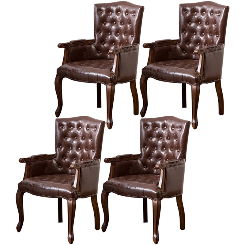 Wood French Country Dining Arm Chair with Color Cushion Parsons Chair for Home Brown 4 Piece Set Clearhalo ' kitchen&dining_furn' 'Dining Chairs' 'Dining Tables & Seating' 'dining_chair' 'furn' 'furn_dining_chair' 'Furniture' 'furniture_dining_chair' 'Kitchen & Dining Furniture' 'kitchen' 3494257