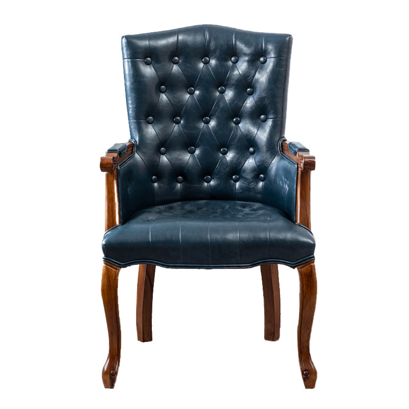 Wood French Country Dining Arm Chair with Color Cushion Parsons Chair for Home Navy 1 Piece Clearhalo ' kitchen&dining_furn' 'Dining Chairs' 'Dining Tables & Seating' 'dining_chair' 'furn' 'furn_dining_chair' 'Furniture' 'furniture_dining_chair' 'Kitchen & Dining Furniture' 'kitchen' 3494258