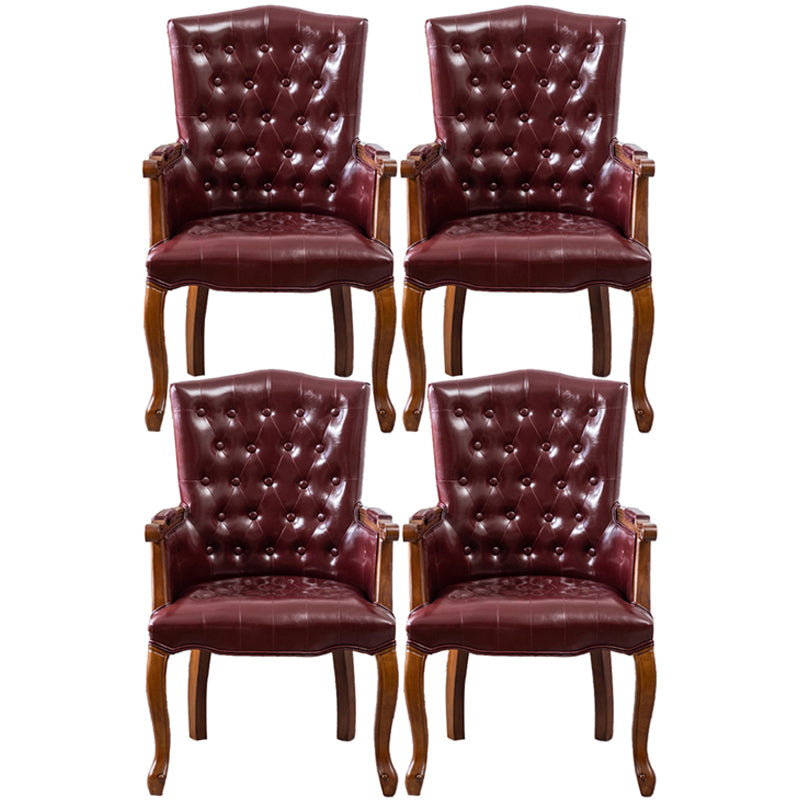 Wood French Country Dining Arm Chair with Color Cushion Parsons Chair for Home Burgundy 4 Piece Set Clearhalo ' kitchen&dining_furn' 'Dining Chairs' 'Dining Tables & Seating' 'dining_chair' 'furn' 'furn_dining_chair' 'Furniture' 'furniture_dining_chair' 'Kitchen & Dining Furniture' 'kitchen' 3494266