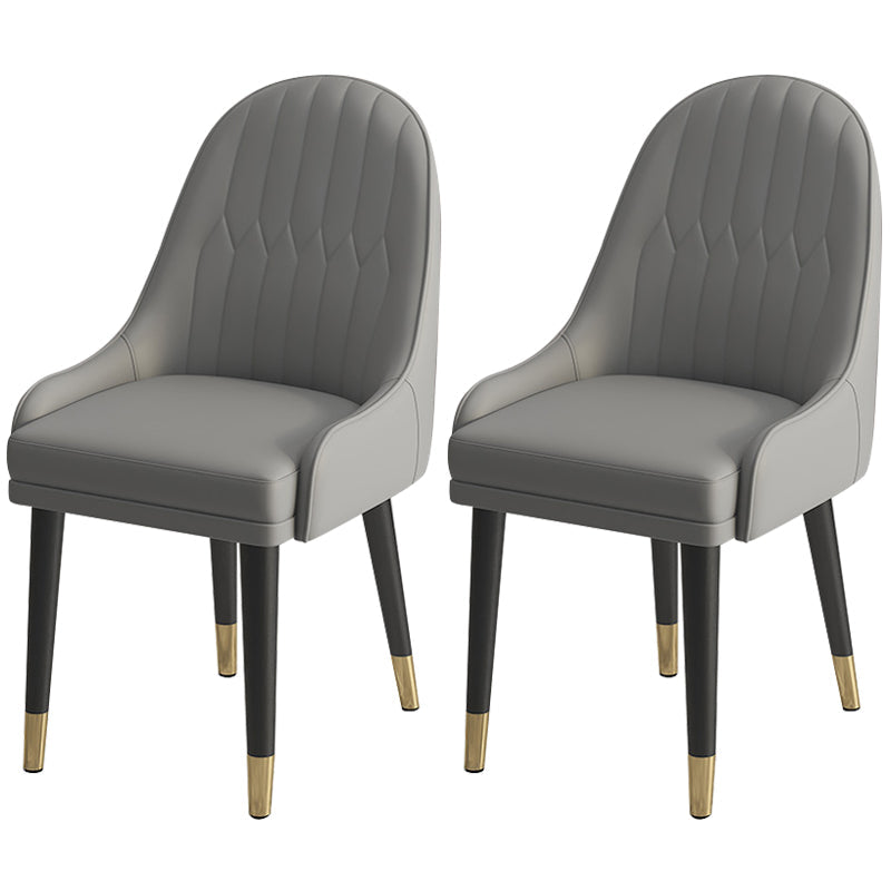 Leather Modern Dining Arm Chair with Color Cushion Parsons Chair for Home Grey 2 Piece Set Clearhalo ' kitchen&dining_furn' 'Dining Chairs' 'Dining Tables & Seating' 'dining_chair' 'furn' 'furn_dining_chair' 'Furniture' 'furniture_dining_chair' 'Kitchen & Dining Furniture' 'kitchen' 3494299