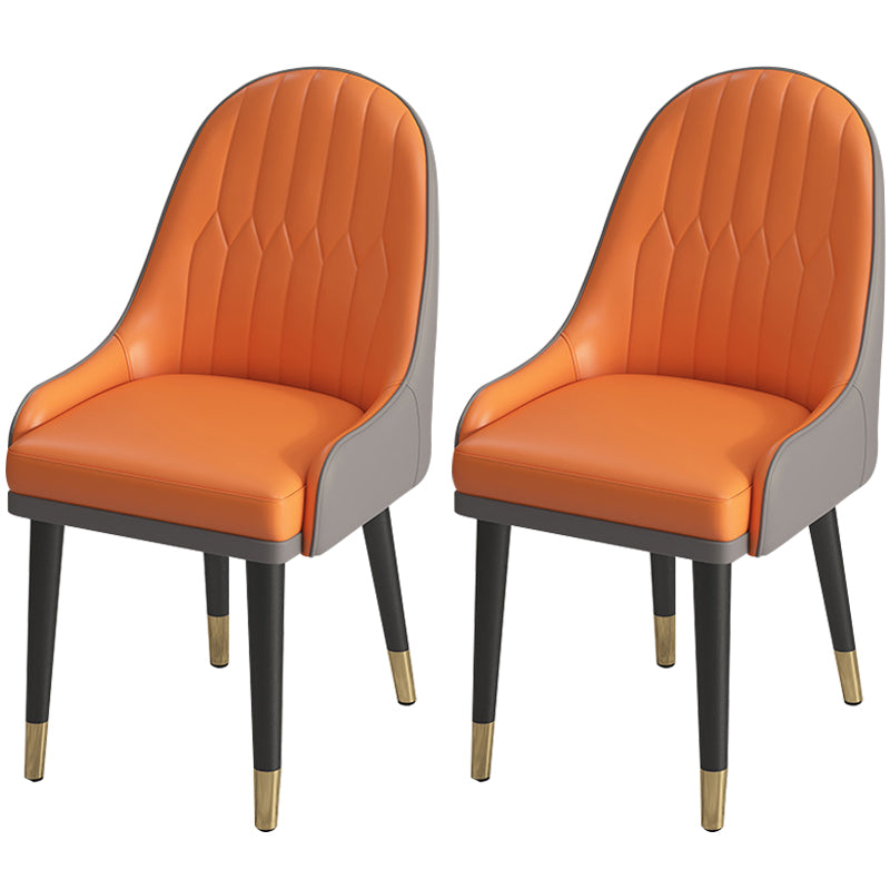 Leather Modern Dining Arm Chair with Color Cushion Parsons Chair for Home Orange 2 Piece Set Clearhalo ' kitchen&dining_furn' 'Dining Chairs' 'Dining Tables & Seating' 'dining_chair' 'furn' 'furn_dining_chair' 'Furniture' 'furniture_dining_chair' 'Kitchen & Dining Furniture' 'kitchen' 3494304