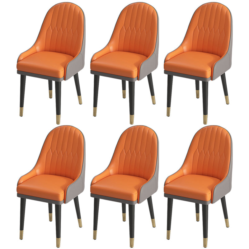Leather Modern Dining Arm Chair with Color Cushion Parsons Chair for Home Orange 6 Piece Set Clearhalo ' kitchen&dining_furn' 'Dining Chairs' 'Dining Tables & Seating' 'dining_chair' 'furn' 'furn_dining_chair' 'Furniture' 'furniture_dining_chair' 'Kitchen & Dining Furniture' 'kitchen' 3494309