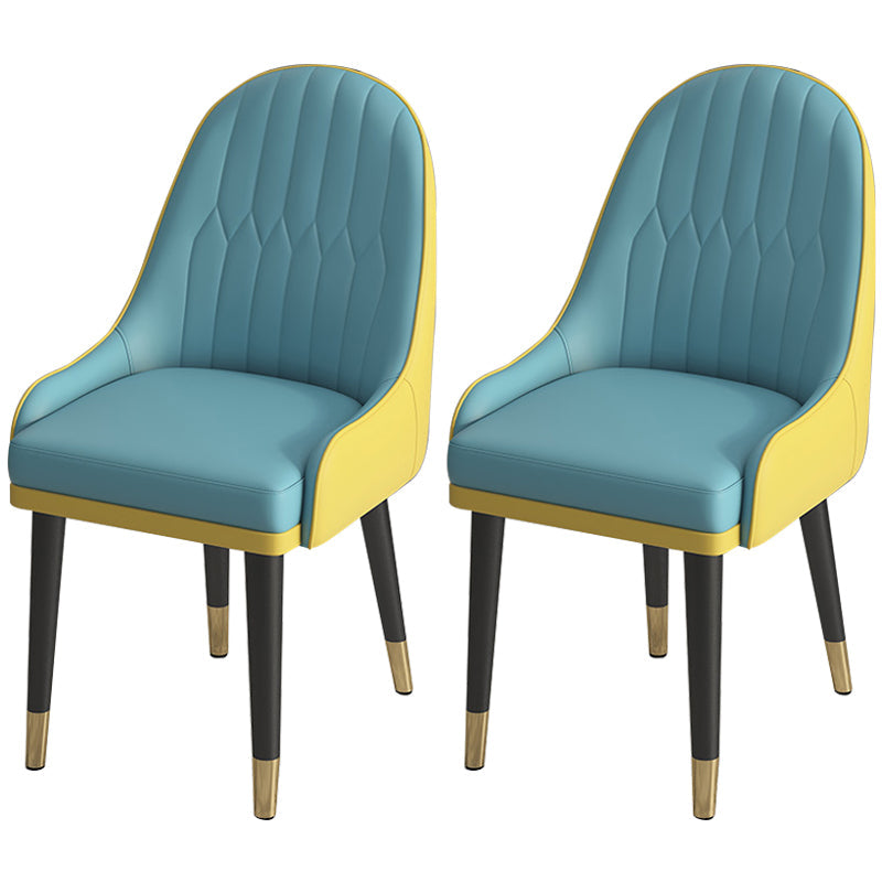 Leather Modern Dining Arm Chair with Color Cushion Parsons Chair for Home Blue 2 Piece Set Clearhalo ' kitchen&dining_furn' 'Dining Chairs' 'Dining Tables & Seating' 'dining_chair' 'furn' 'furn_dining_chair' 'Furniture' 'furniture_dining_chair' 'Kitchen & Dining Furniture' 'kitchen' 3494310