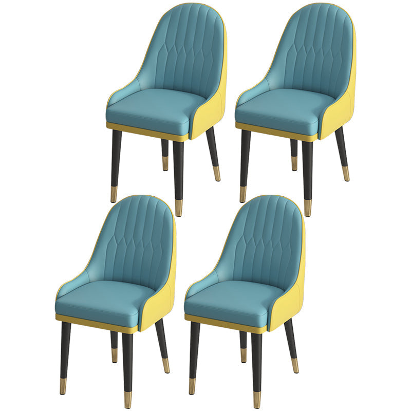 Leather Modern Dining Arm Chair with Color Cushion Parsons Chair for Home Blue 4 Piece Set Clearhalo ' kitchen&dining_furn' 'Dining Chairs' 'Dining Tables & Seating' 'dining_chair' 'furn' 'furn_dining_chair' 'Furniture' 'furniture_dining_chair' 'Kitchen & Dining Furniture' 'kitchen' 3494311