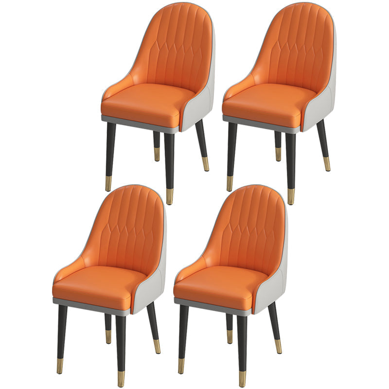 Leather Modern Dining Arm Chair with Color Cushion Parsons Chair for Home Orange 4 Piece Set Clearhalo ' kitchen&dining_furn' 'Dining Chairs' 'Dining Tables & Seating' 'dining_chair' 'furn' 'furn_dining_chair' 'Furniture' 'furniture_dining_chair' 'Kitchen & Dining Furniture' 'kitchen' 3494314
