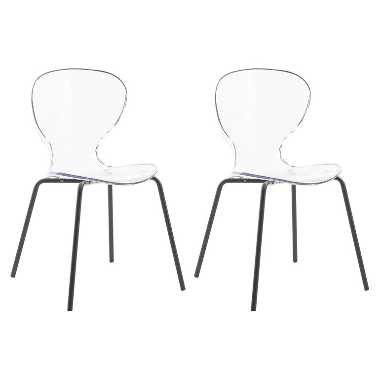 Modern Plastic Solid Back Side Chair 33"H Dining Chair with 4 Legs for Restaurant Clear 2 Piece Set Clearhalo ' kitchen&dining_furn' 'Dining Chairs' 'Dining Tables & Seating' 'dining_chair' 'furn' 'furn_dining_chair' 'Furniture' 'furniture_dining_chair' 'Kitchen & Dining Furniture' 'kitchen' 3494324