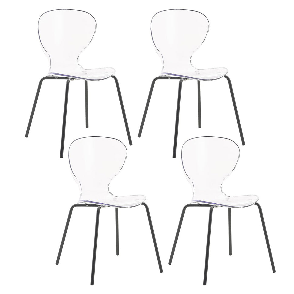 Modern Plastic Solid Back Side Chair 33"H Dining Chair with 4 Legs for Restaurant Clear 4 Piece Set Clearhalo ' kitchen&dining_furn' 'Dining Chairs' 'Dining Tables & Seating' 'dining_chair' 'furn' 'furn_dining_chair' 'Furniture' 'furniture_dining_chair' 'Kitchen & Dining Furniture' 'kitchen' 3494326