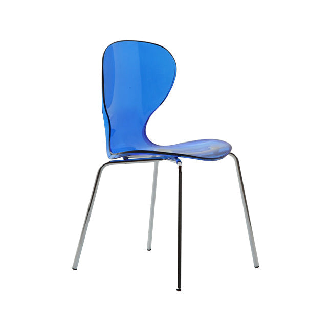 Modern Plastic Solid Back Side Chair 33"H Dining Chair with 4 Legs for Restaurant Blue-Clear 1 Piece Clearhalo ' kitchen&dining_furn' 'Dining Chairs' 'Dining Tables & Seating' 'dining_chair' 'furn' 'furn_dining_chair' 'Furniture' 'furniture_dining_chair' 'Kitchen & Dining Furniture' 'kitchen' 3494329