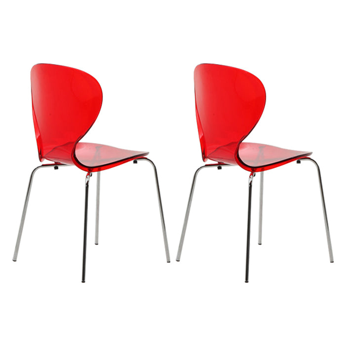 Modern Plastic Solid Back Side Chair 33"H Dining Chair with 4 Legs for Restaurant Red Clear 2 Piece Set Clearhalo ' kitchen&dining_furn' 'Dining Chairs' 'Dining Tables & Seating' 'dining_chair' 'furn' 'furn_dining_chair' 'Furniture' 'furniture_dining_chair' 'Kitchen & Dining Furniture' 'kitchen' 3494336