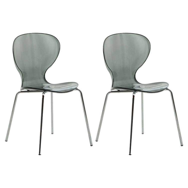 Modern Plastic Solid Back Side Chair 33"H Dining Chair with 4 Legs for Restaurant Gray-Clear 2 Piece Set Clearhalo ' kitchen&dining_furn' 'Dining Chairs' 'Dining Tables & Seating' 'dining_chair' 'furn' 'furn_dining_chair' 'Furniture' 'furniture_dining_chair' 'Kitchen & Dining Furniture' 'kitchen' 3494339