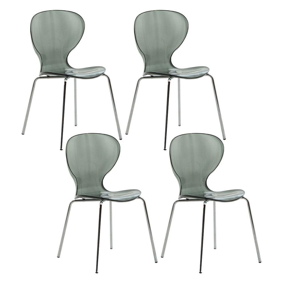 Modern Plastic Solid Back Side Chair 33"H Dining Chair with 4 Legs for Restaurant Gray-Clear 4 Piece Set Clearhalo ' kitchen&dining_furn' 'Dining Chairs' 'Dining Tables & Seating' 'dining_chair' 'furn' 'furn_dining_chair' 'Furniture' 'furniture_dining_chair' 'Kitchen & Dining Furniture' 'kitchen' 3494340